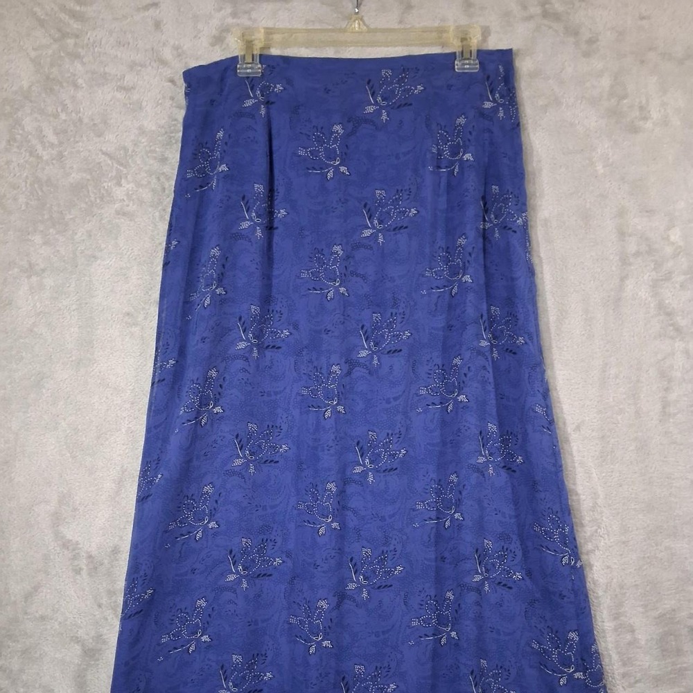 VTG Allison Taylor Silk Floral Maxi Skirt Blue Whimsigoth Cottagecore Fairy L